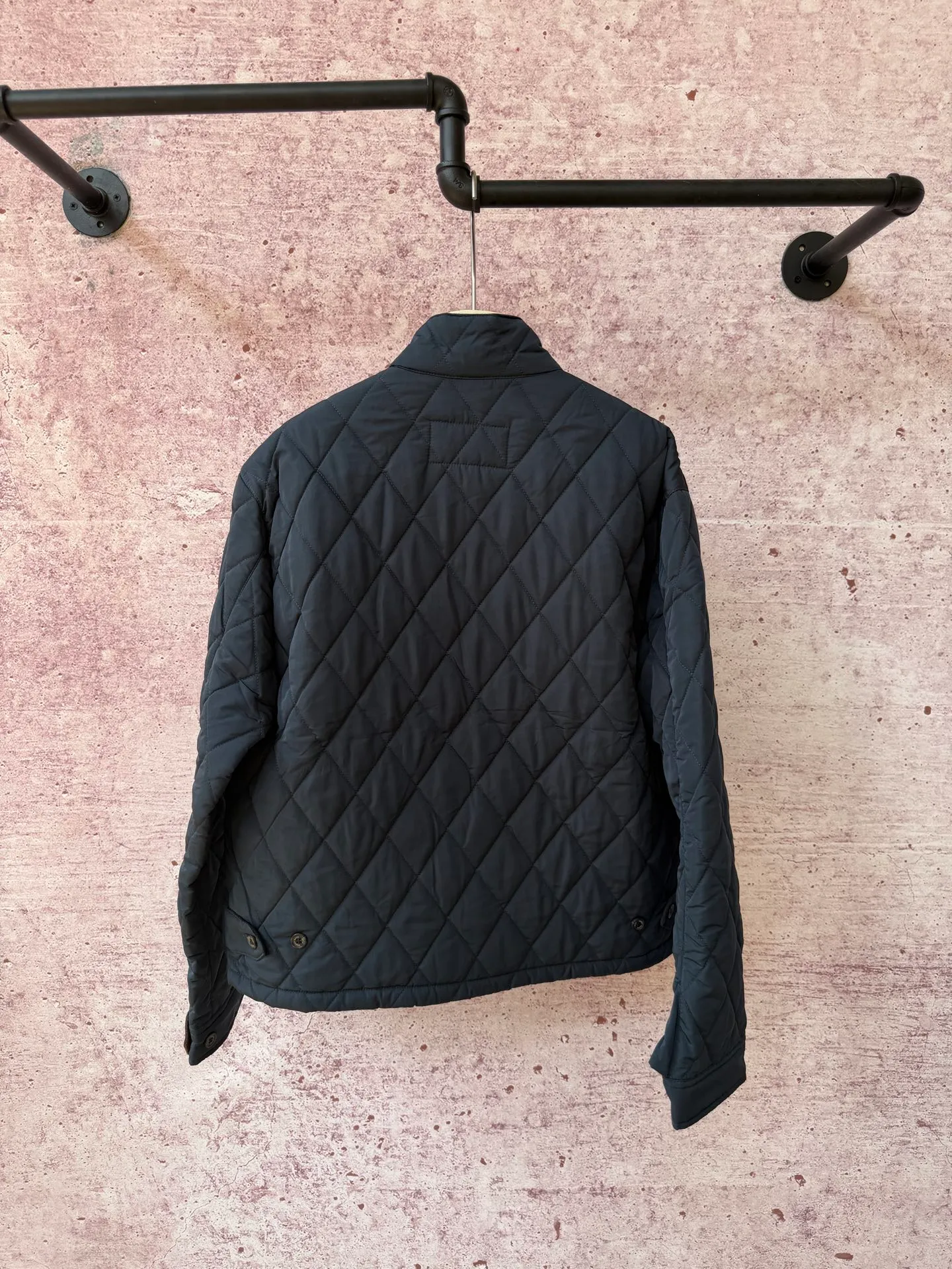 P420 Raff's new diamond-shaped plaid workwear cotton jacket, customized hardware accessories, fine workmanship inside and outside to maintain the original details, simple version, old money style, casual matching, workmanship details restored, diamond-shaped grid stitching inside and outside, fixed, first choice for autumn wear, full of details